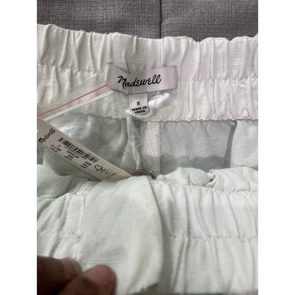 NWT Madewell Women's Green Linen-Blend Pull-On Pleated Short Sz S - Picture 3 of 7